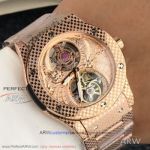 Perfect Replica Hublot Classic Fusion Tourbillon Face Rose Gold Grid Bezel 45mm Watch 